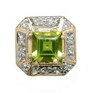 LDS SOL BACK SQUARE PERIDOT & DIA SL