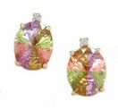 OVAL LUCKY CZ EARRINGS W/1 DIA TOP