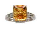 LDS CONCAVE E/C CITRINE & DIA RING