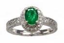 LDS OVAL EMERALD & DIAMOND RING