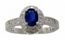 LDS OVAL SAPPHIRE & DIAMOND RING