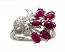 LDS RUBY & DIA FLOWER BOUQUET RING