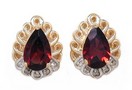 LDS P/S GARNET AND DIA EARRING