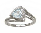 LDS TRILLION AQUA & DIAMOND RING  0.