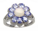 LDS RD OPAL & OV TANZ RING W/DIAMOND