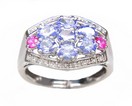 LDS OV TANZANITE & RD PINK SAPP RING