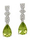 LDS P/S PERIDOT & DIAMOND EARRINGS