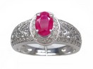 LDS OVAL RUBY & DIAMOND RING