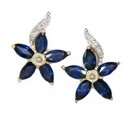 SAPPHIRE & DIAMOND FLOWER EARRING