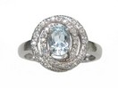 LDS OVAL AQUA & DIAMOND RING