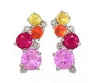 LDS MULTI COLOR CR SAPP & EARRINGS