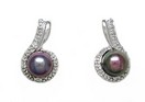 LDS BLACK PEARL & DIAMOND EARRINGS