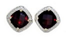 LDS ANT CUSHION GARNET & DIA EARRING