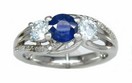 LDS RD AQUA SAPP & DIAMOND RING