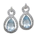 LDS P/S AQUA & DIAMOND EARRINGS