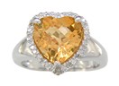 LDS H/S CITRINE & DIAMOND RING